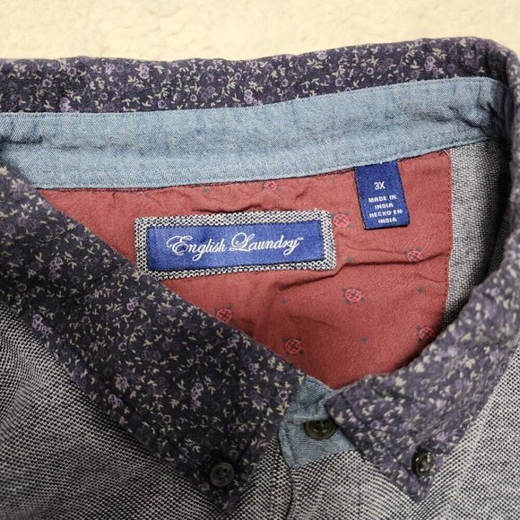 English Laundry Polo Golf Shirt 3X (XL) Blue Cotton Pocket Stretch Preppy - Picture 3 of 8